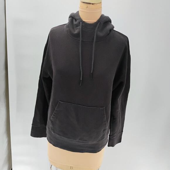 VINCE Women's black Hoodie Size Medium Comfy Lounge Cotton Sweater Minimalist - Picture 4 of 15